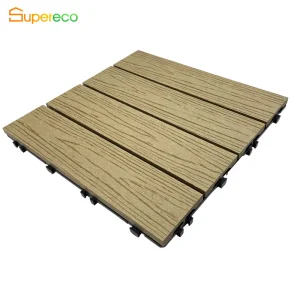 300*300 WPC DIY Square Board Interlocking Tiles Waterproof Fireproof Cobblestone Design Wood/Grass Decking Floor for Home