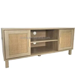 Modern Simple Style TV Stand with Rattan Cabinet