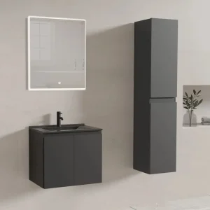 Wall Mounted Bathroom Cabinet Bath Vanity with Ceramic Basin Sink LED Mirror
