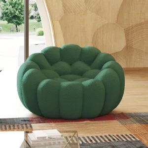 47.2" Modern Curved Sofa 70D Upholstered Single Seat Boneless Round Shape Comfortable for Hotel &amp; Living Room Small Spaces