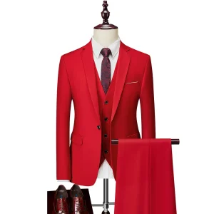 Casual Business Coat Pant Men's Custom Formal Dress 3 Pieces Gentleman Wedding Suits Slim Set for Men Breathable Men's Suits