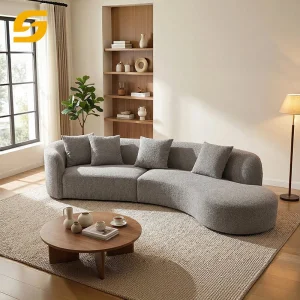 Modern Home Furniture Arc-Shaped Sectional Sofa Premium Comfort Curved Fabric Couch Living Room Sofa