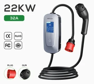 High-Power 22kw 32A Three-Phase Type 2 Portable EV Charger
