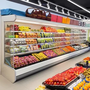 Fruit Storage Refrigerated Display Case Air-Cooled Cabinet Stainless-Steel Vertical Chilled