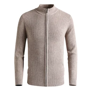 Custom Wool Cashmere Sweater Men Turtleneck Zipper Knit Oversize Mongolian Cardigan