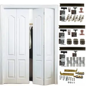 Replace Surface Mounted Barn Sliding Door Hardware System with Aluminum Alloy Pulley Track Rail Kit Flat Folding Wooden Door Accessories
