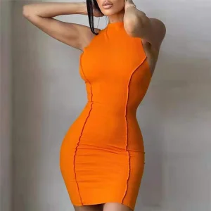 Vestido Casual Sem Mangas Bodycon