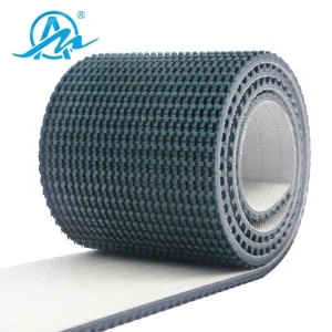 AIMAI Customized Hard Wearing Dark Green Rough Top Pvc Ribbed Conveyor Belt