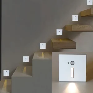 GONSU Automatic Led Stair Lighting Indoor Motion Sensor Step Wall Light Small Square Home Stairs Light