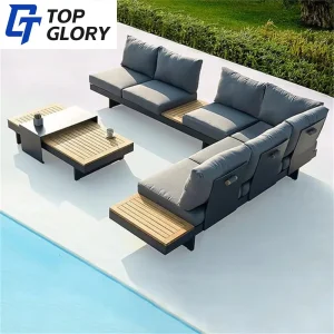 Tg Wholesale Luxury Modern Hotel Home Outdoor Patio Garden Living Room Sofas Furniture Aluminum Frame Sectional Corner Sofa
