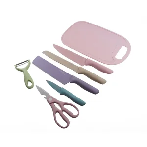 Straw Coating Blade Multifunction Kitchen Knife Set with Good Grips Prep Y-Peeler and Cutting Board