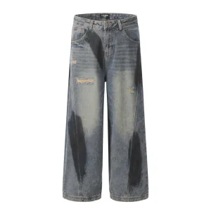 Calças de Jeans Largas de Cintura Alta