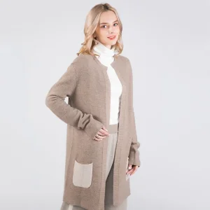 Classic Fashion Wool Cashmere Blends Women Long Open Front Cardigan Dress