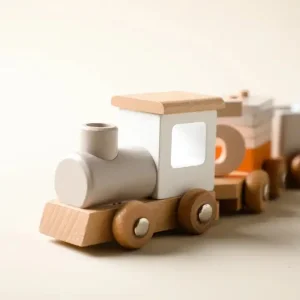 Wooden Number Train Building Blocks - Montessori-Inspired Stacking &amp; Counting Toy For Toddlers 1-5 Years, Birthday Gift