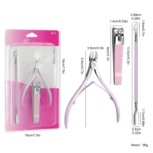 Three-Piece Luxury Finger &amp; Toe Nail Care Set Stainless Steel Dead Skin Scissors Push Pliers Sharp Blade 3.5cm Jaw Opening Mei