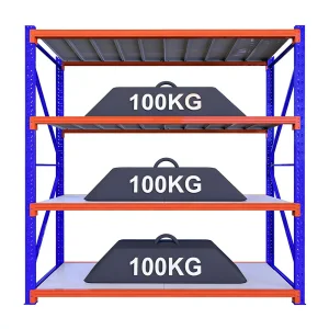 Factory Direct 4-Layer Boltless Adjustable Light Duty Steel Warehouse Shelving Rack with Powder Coating