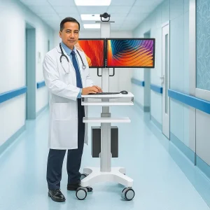 Likaymo Factory Direct Mobile Dual-Monitor Workstation Trolley Stand for Telemedicine or Conference Orteaching Use