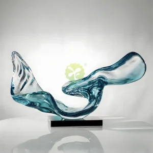 Manufacturer of Transparent Synthetic Resin Art Ribbon Shaped Sculpture Floor-Standing Installation