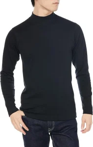Men's Black Turtleneck Long-Sleeve T Shirt Slim Fit Basic Inner Wear Soft Stretchy Casual Top