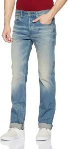 Calças Jeans Retas de Algodão para Homens