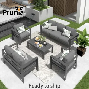 Modern Grey Aluminum Patio Furniture Set For Living Room Hotel Villa Courtyard Farmhouse Apartment Outdoor Garden Use