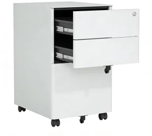 White Metal Pedestal Cabinets Movable File Storage Simple Steel Storage Furniture