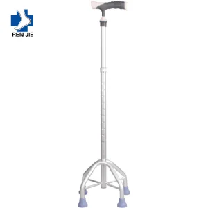 Adjustable Aluminum Alloy Underarm Crutches Axillary Frosted Single Crank 4 Legs for Walking Stick