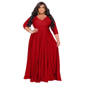 2024 Plus Size V Neck Formal Dress
