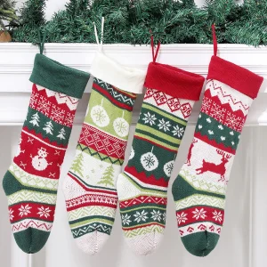 Presentes de tricô para crianças, meias de Natal