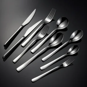 304 Stainless Steel Knife Fork Spoon Set Hotel Heavy Cutlery with Square Handle
