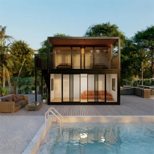 Affordable Multi Story Container Homes with Walkway and Glass Curtain Wall for Ecological Modern Living Space