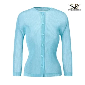 Wholesale Women's Sheer Pleated Long - Sleeve Cardigan Product, Service