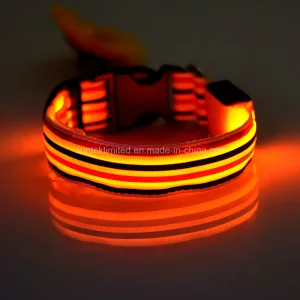 Adjustable LED Flashing Safety USB Rechargeable Colorful Pet Dog Collar with Leash