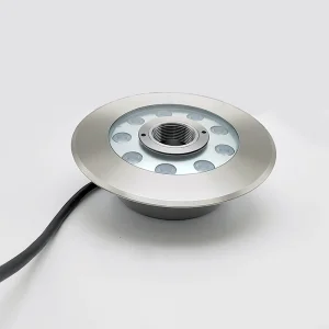 24V DMX Submersible IP68 Waterproof Landscape Recessed Ring LED Fountain Nozzle Light Dimmable Stainless Steel Laminar Effect