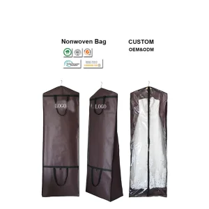 Funda de traje plegable personalizada dorada económica, bolsa de ropa de tela no tejida
