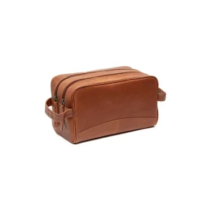 Premium Brown Leather Makeup Bag for Men with Custom Logo