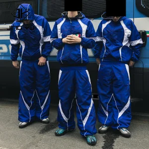 Custom Logo Nylon Windbreaker Tracksuit Joggers Pants Breathable Jacket Two Piece Waterproof Windproof Set Tracksuits for Men
