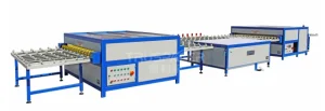 Low Speed Horizontal Glass Insulating Double Glazing Hot Roller Press Line Machine Insulated Glass Washing Drying Tilting Table 1200