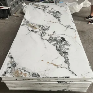 PVC Marble Sheet with UV Coating for Bathroom or TV Wall Decoration