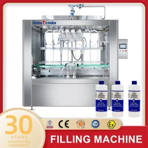 Automatic 6 Heads Lighter Fluid Flammable Chemical Liquid Water Explosion Proof Gravity Filling Machine