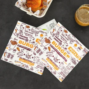 Custom 12" X 12" Grease Proof Brown Food Paper Wax Wrap Paper Sheets For Sandwich Burger Wrapping Paper 500PCS