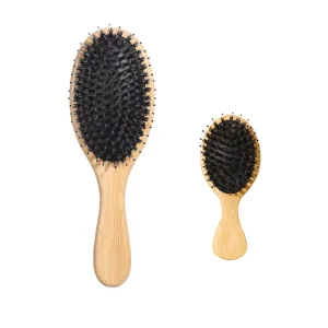 Wholesale Eco-friendly Wooden Scalp Massage Hair Comb Nylon Boar Bristles Hair Brush Airbag Paddle Hair Brush