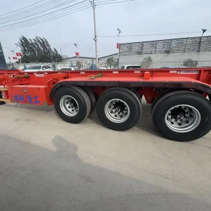 Red Multi-Wheel Container Transport Semi-Trailer with LED Lights