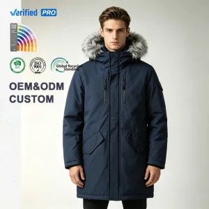 OEM Custom Design Puffer Parka Jackets Men's Hooded Warm Coat
