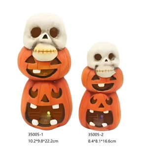 Wholesale Ceramic Skull Head with Layered Pumpkin Faces – Perfect Halloween Decoration HDFS7687 Suppliers, Factory
