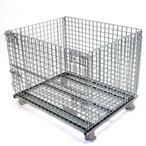 Heavy Duty Steel Collapsible Wire Mesh Pallet Container for Warehouse Storage
