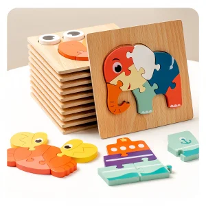 CPC CE New Arrival Custom Children's Wooden 3D Cartoon Animal DIY Jigsaw Puzzle