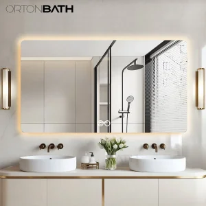 Ortonbath Backlit Rectangle Frameless LED Mirror for Bathroom Wall Mirror with Dimmable, Anti-Fog, Shatterpoof, Memory (Horizontal/Vertical) Backlit Mirror