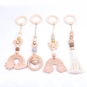 Wholesale Newborn Gift Cute Wooden Teething Toys Baby Activity Frame Hanging Kids Gym Play Toy