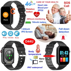 Good Quality 4G IP67 Waterproof &nbsp;Alzheimer's Patients GPS Watch Tracking Device with Live Map Monitoring for Anti Lost D44U